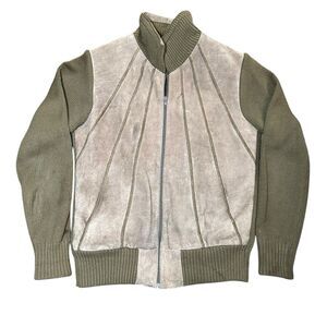 Madrigal Vintage Brown Leather Cowhide Suede Knit Sweater Jacket Adult Med 80s